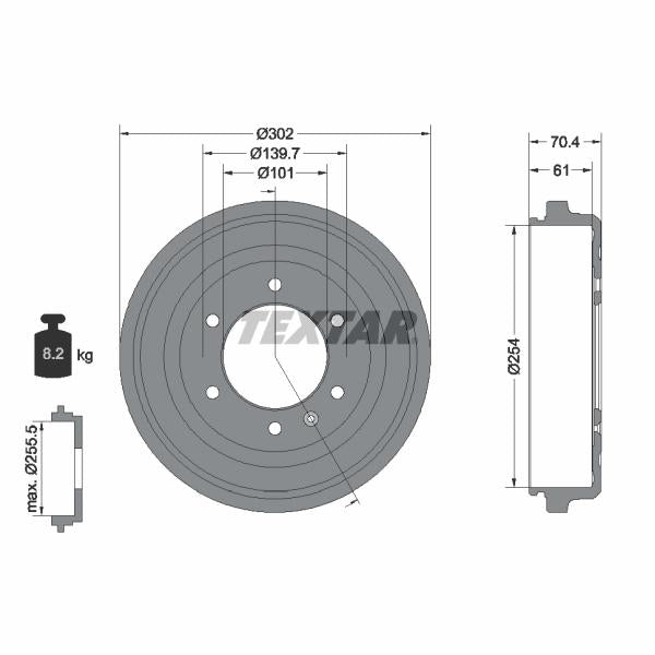 TEXTAR 94043600 Brake Drum