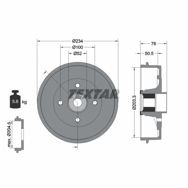 TEXTAR 94042400 Brake Drum