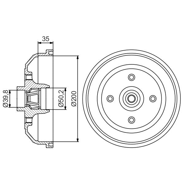 BOSCH 0986477256 Brake Drum - 1 piece