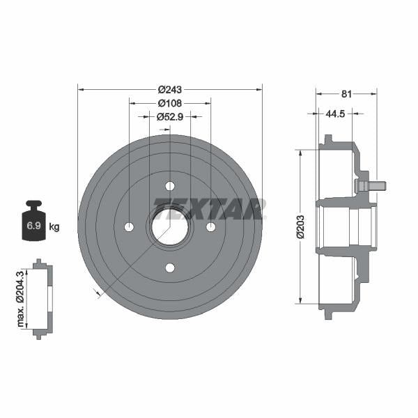 TEXTAR 94026700 Brake Drum
