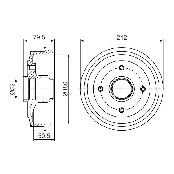 BOSCH 0986477153 Brake Drum - 1 piece