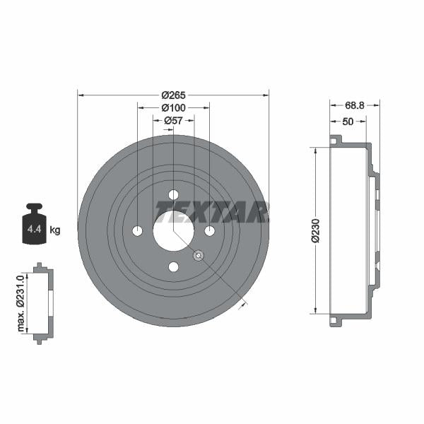 TEXTAR 94031500 Brake Drum