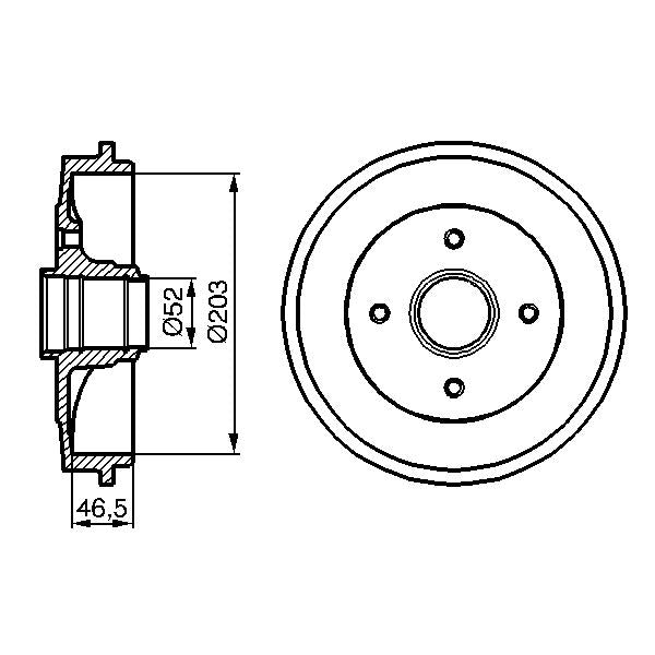 BOSCH 0986477127 Brake Drum - 1 piece