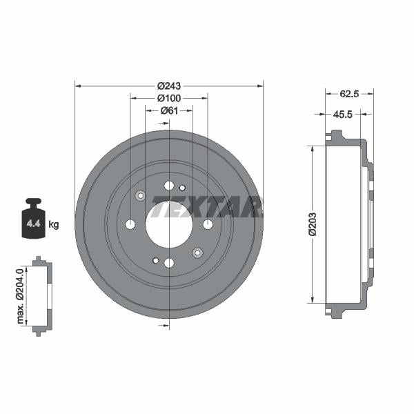 TEXTAR 94017600 Brake Drum
