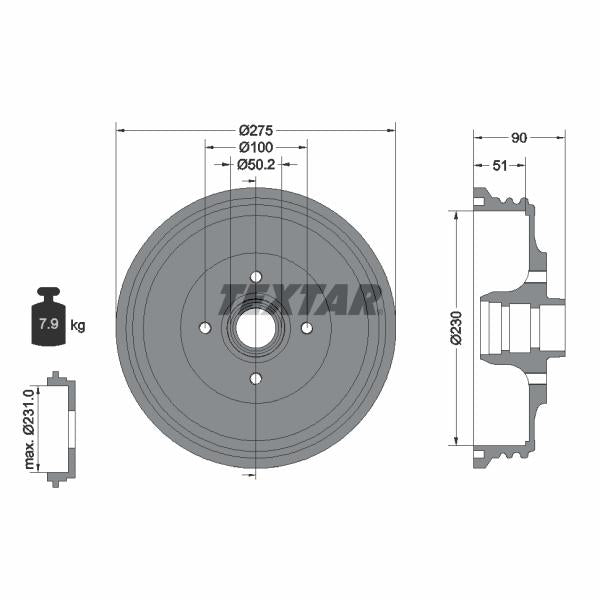 TEXTAR 94018900 Brake Drum