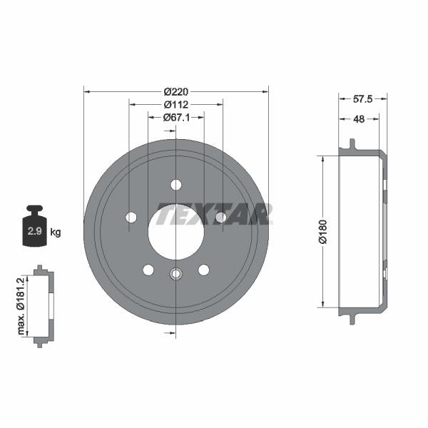 TEXTAR 94020200 Brake Drum