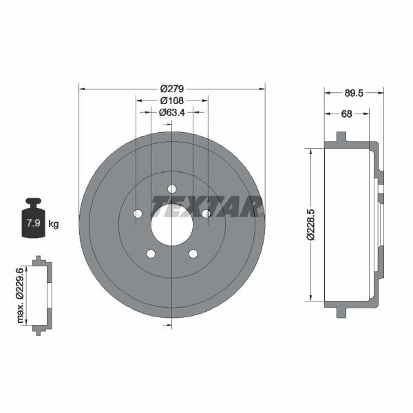 TEXTAR 94024400 Brake Drum
