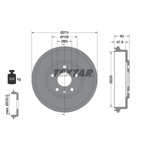 TEXTAR 94039600 Brake Drum
