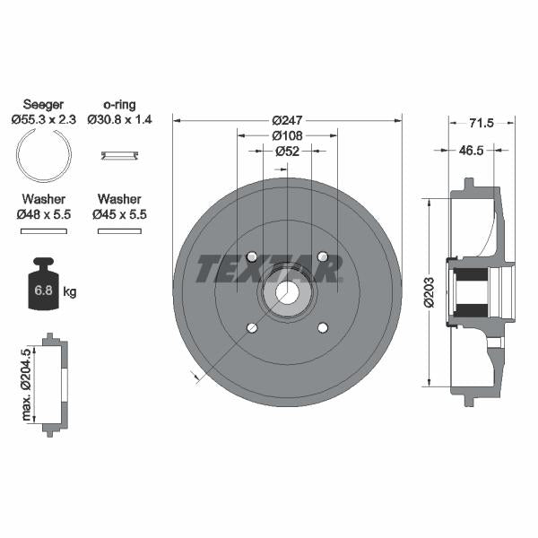 TEXTAR 94041500 Brake Drum