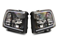 Raxiom 07-13 Chevrolet Silverado 1500 Axial Series Headlights w/ LED Bar- Black Housing (Clear Lens)