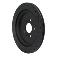 R1 Concepts R1 13-14 Ford Mustang Rear Left Drilled & Slotted Black Brake Rotor