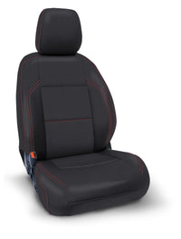 PRP Seats PRP 2016+ Toyota Tacoma Front Seat Covers with Electric Seat Adj. (Pair) - Black with Red Stitching