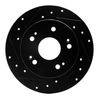 R1 Concepts R1 97-15 Acura ILX Rear Left Drilled & Slotted Black Brake Rotor