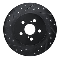 R1 Concepts R1 11-17 Lexus CT200H Rear Left Drilled & Slotted Black Brake Rotor