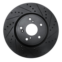R1 Concepts R1 2013-2025 Acura ILX Front Right Drilled & Slotted Black Brake Rotor