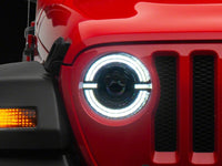 Raxiom 18-23 Jeep Wrangler JL Axial Series 9-In LED Angel Eye Headlights- Black Housing (Clear Lens)