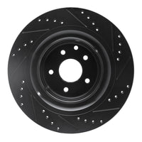 R1 Concepts R1 08-25 Infiniti Q60 Rear Left Drilled & Slotted Black Brake Rotor