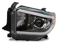 Raxiom 14-21 Toyota Tundra Axial Series Projector Headlights w/ LED Bar- Black Housing (Clear Lens)