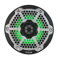 DS18 Hybrid Marine Speaker w/ Driver And RGB LEDs 6.5in 2-Way 250 Watts RMS 4 ohm Black w/ Covers
