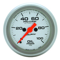 Autometer Ultra-Lite 52mm 0-100 PSI Full Sweep Electronic Oil Pressure Gauge