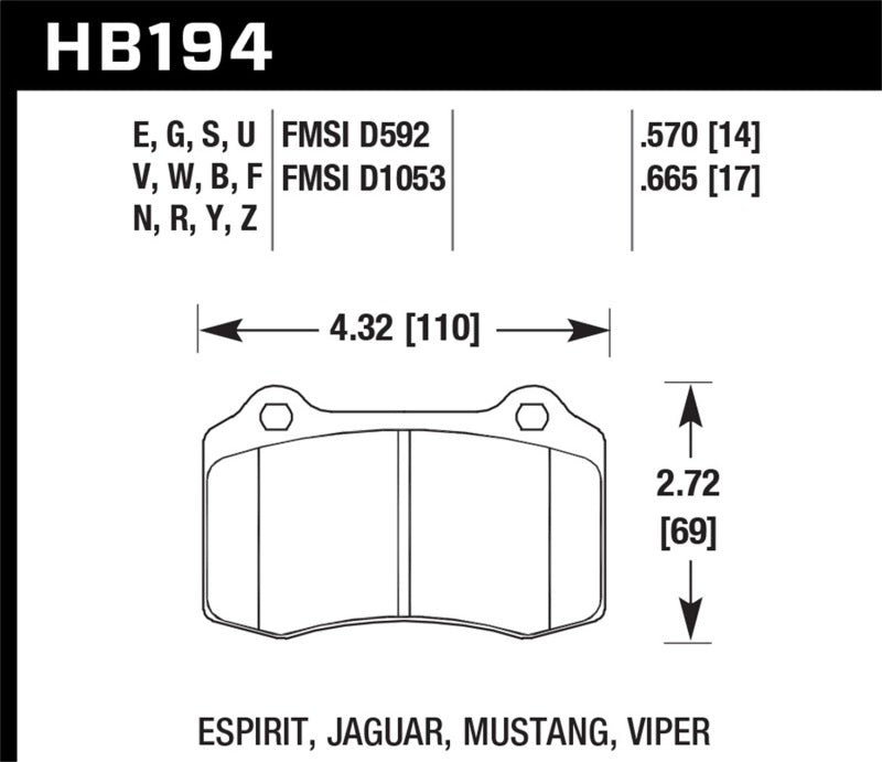 Hawk Performance Hawk 92-02 Dodge Viper HPS 5.0 Front Brake Pads