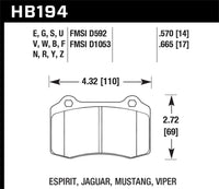 Hawk Performance Hawk 92-02 Dodge Viper HPS 5.0 Front Brake Pads
