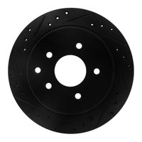 R1 Concepts R1 93-01 Infiniti Q45 Rear Left Drilled & Slotted Black Brake Rotor