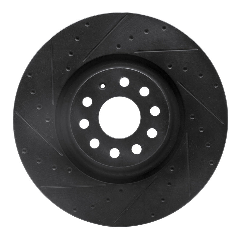 R1 Concepts R1 2022+ Volkswagen GTI Mk 8 Front Left Drilled & Slotted Black Brake Rotor