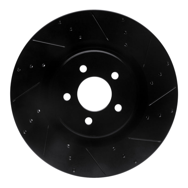 R1 Concepts R1 07-14 Ford Mustang Front Right Drilled & Slotted Black Brake Rotor