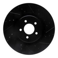 R1 Concepts R1 07-14 Ford Mustang Front Right Drilled & Slotted Black Brake Rotor