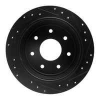 R1 Concepts R1 97-04 Ford F-150 4WD Rear Left Drilled & Slotted Black Brake Rotor