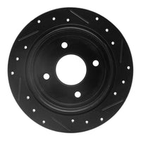 R1 Concepts R1 90-92 Infiniti M30 Rear Left Drilled & Slotted Black Brake Rotor