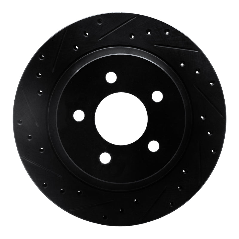 R1 Concepts R1 94-04 Ford Mustang Rear Left Drilled & Slotted Black Brake Rotor