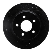 R1 Concepts R1 94-04 Ford Mustang Rear Left Drilled & Slotted Black Brake Rotor