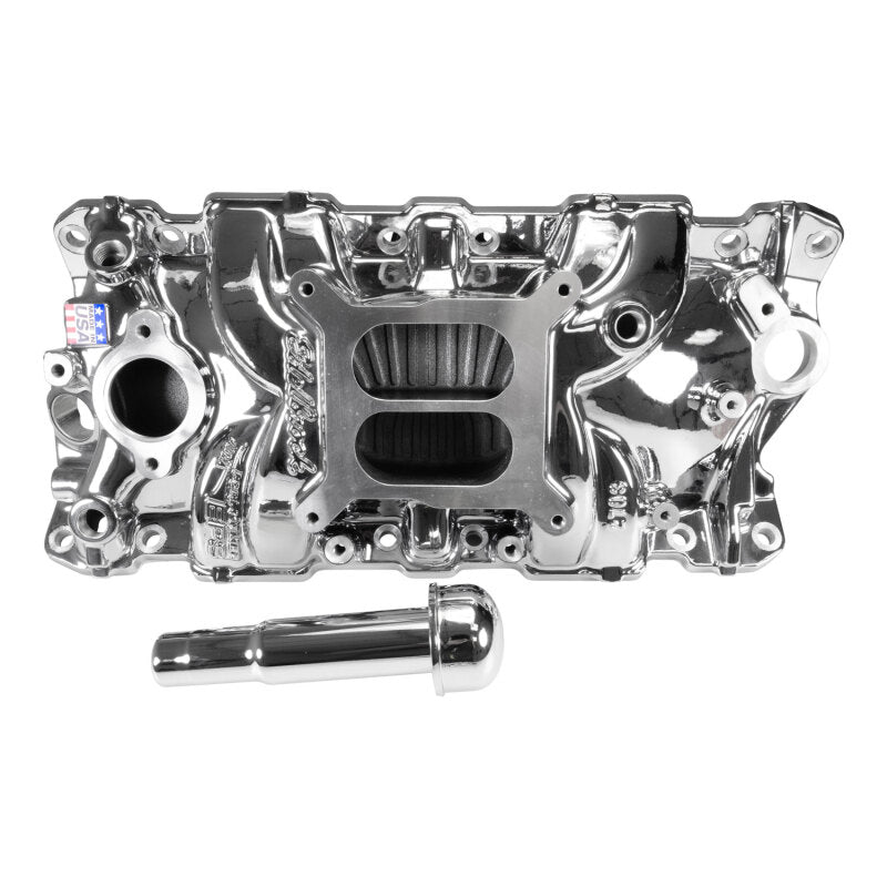 Edelbrock Chevy SB Performer EPS Intake Manifold w/ Oil Fill Tube - Chrome Plasma