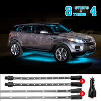 XKGLOW XK Glow Strip Single Color Underglow LED Accent Light Car/Truck Kit Light Blue - 8x24In + 4x 8In