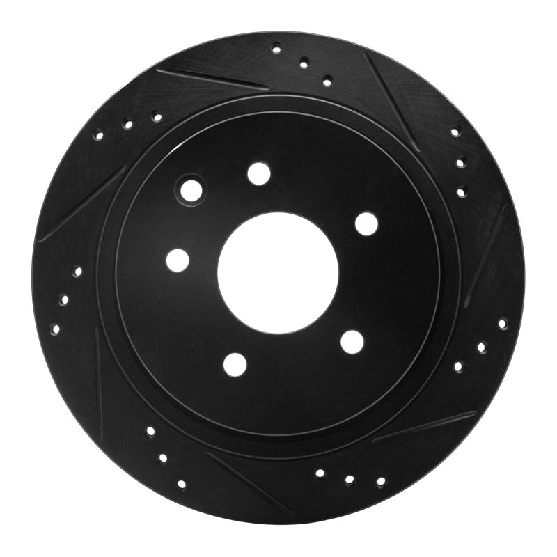 R1 Concepts R1 02-06 Infiniti Q45 Rear Right Drilled & Slotted Black Brake Rotor