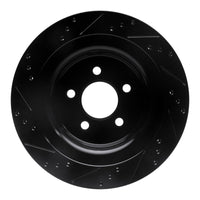 R1 Concepts R1 15-23 Ford Mustang Rear Right Drilled & Slotted Black Brake Rotor