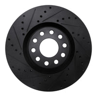 R1 Concepts R1 99-04 Audi S6 Front Left Drilled & Slotted Black Brake Rotor