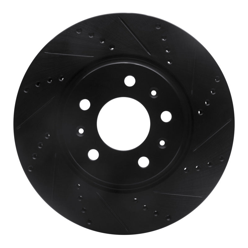 R1 Concepts R1 03-08 Cadillac STS Front Right Drilled & Slotted Black Brake Rotor