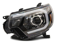 Raxiom 12-15 Toyota Tacoma Axial Series Projector Headlights w/ LED Bar- Black Housing (Clear Lens)