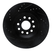 R1 Concepts R1 15-25 Volkswagen GTI Rear Right Drilled & Slotted Black Brake Rotor