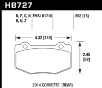 Hawk Performance Hawk 14-18 Chevrolet Corvette Rear ER-1 Brake Pad Set
