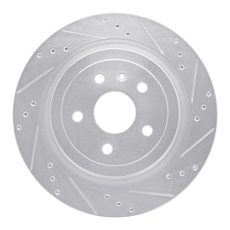 R1 Concepts R1 08-14 Cadillac CTS Rear Right Drilled & Slotted Silver Brake Rotor