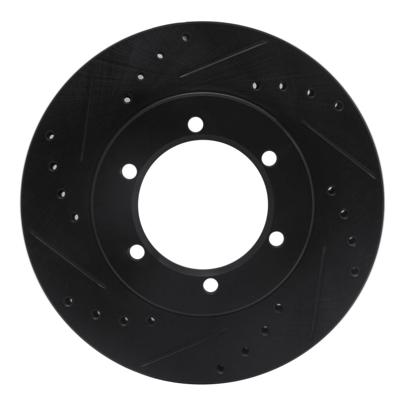 R1 Concepts R1 98-15 Nissan Frontier Front Left Drilled & Slotted Black Brake Rotor