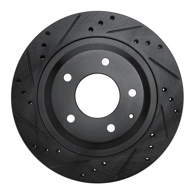R1 Concepts R1 93-95 Mazda RX-7 Rear Left Drilled & Slotted Black Brake Rotor