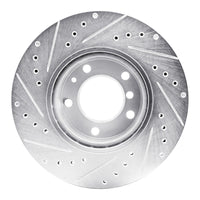 R1 Concepts R1 87-95 BMW 540I Front Right Drilled & Slotted Silver Brake Rotor