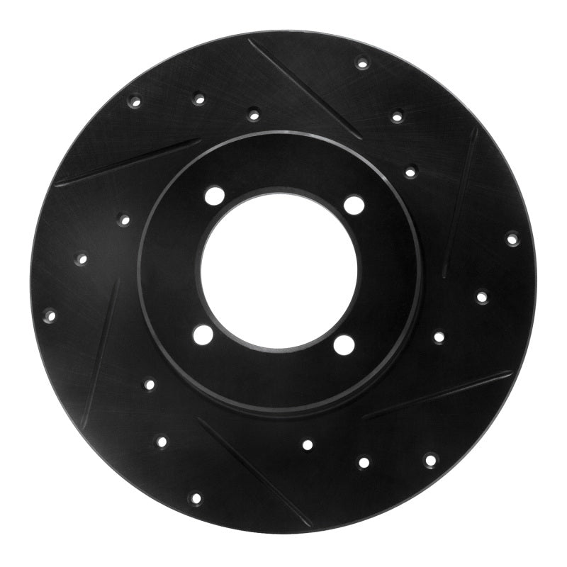 R1 Concepts R1 74-78 Nissan 260Z Front Right Drilled & Slotted Black Brake Rotor