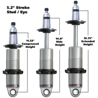 Ridetech Anodized HQ Coilover Shock Single Adjustable 5.2in Stroke / 2in Stud Mount - Single