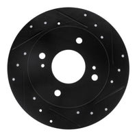 R1 Concepts R1 89-98 Nissan 240SX Rear Right Drilled & Slotted Black Brake Rotor